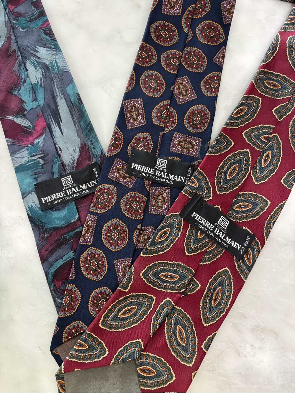 Pierre Balmain Burgundy Paisley Silk Tie (Set of 3)